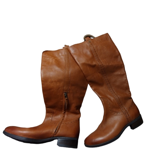 Women's Whiskey Brown Sam Edelman Prina Leather Riding Boots Size 9 - Picture 2 of 9